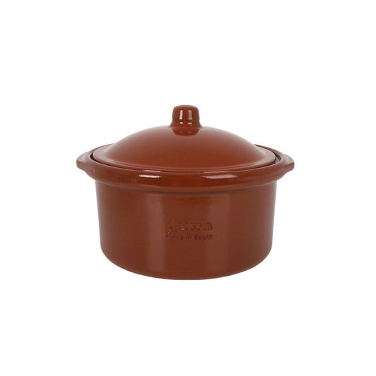 Brown ceramic Azofra COCOTTE 28cm Spanish terracotta casserole dish with lid
