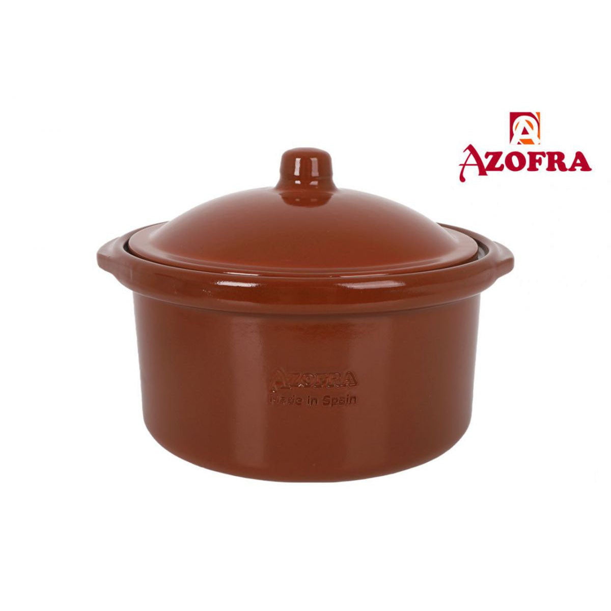 Brown ceramic cooking pot with lid for Azofra COCOTTE 28cm Spanish Terracotta Casserole Dish