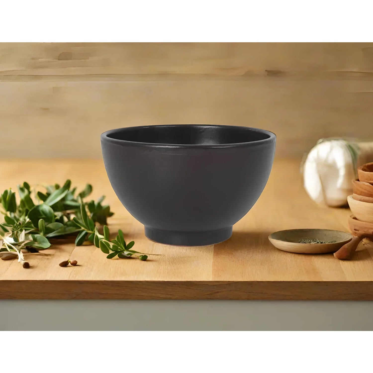 Azofra terracota clay black bowls 15x9cm