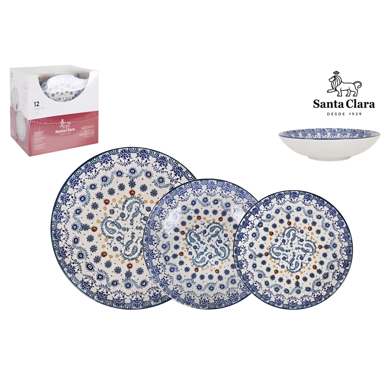 Azores 12pcs Dinner set Dinner service plates Premium Stoneware