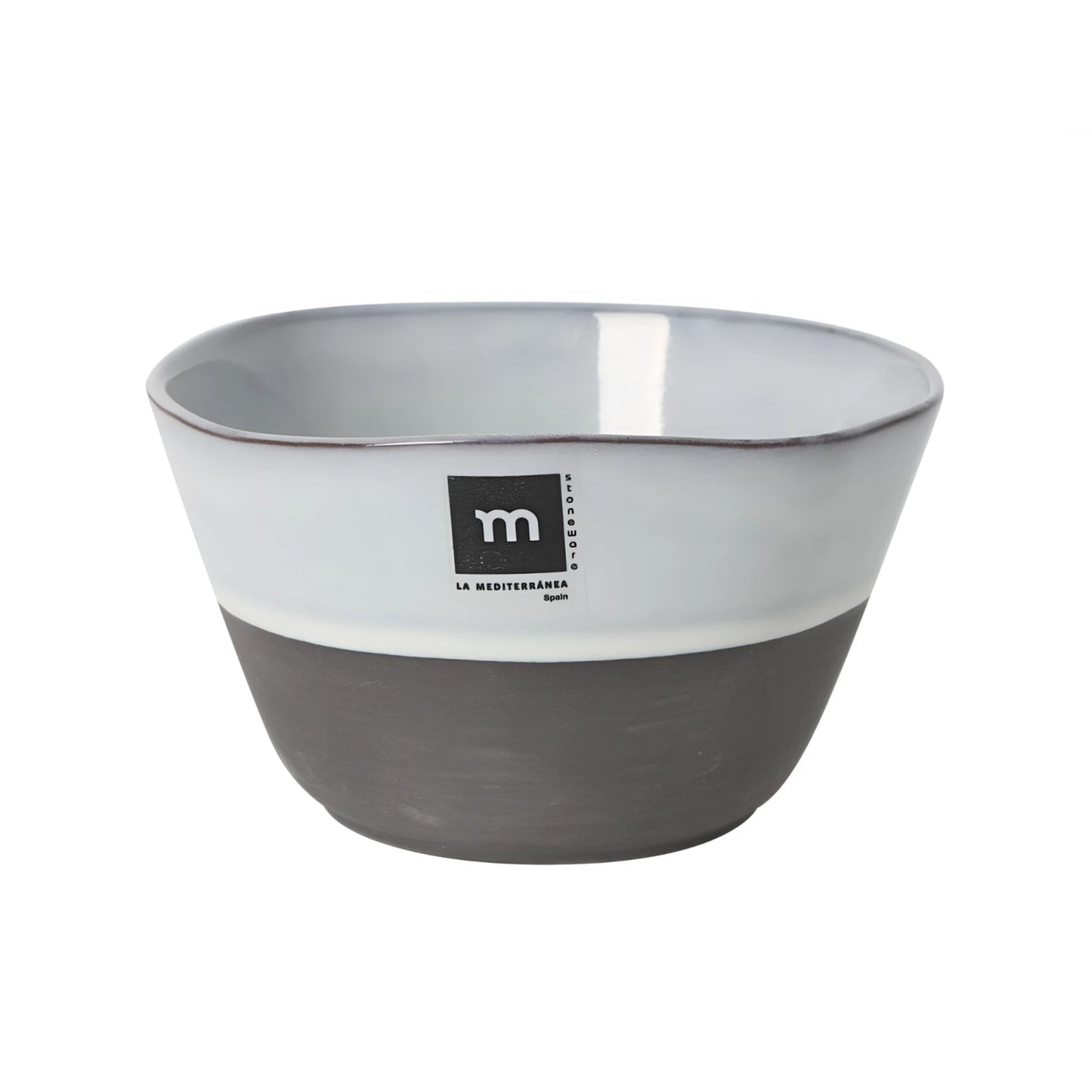 Modern two-toned Black Clay stoneware bowl, 13.5x7.7cm irregular 600ml