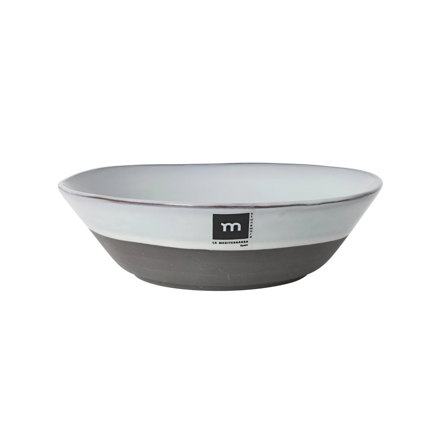 Minimalist Black Clay 21x4cm irregular stoneware pasta bowl, two-tone gray