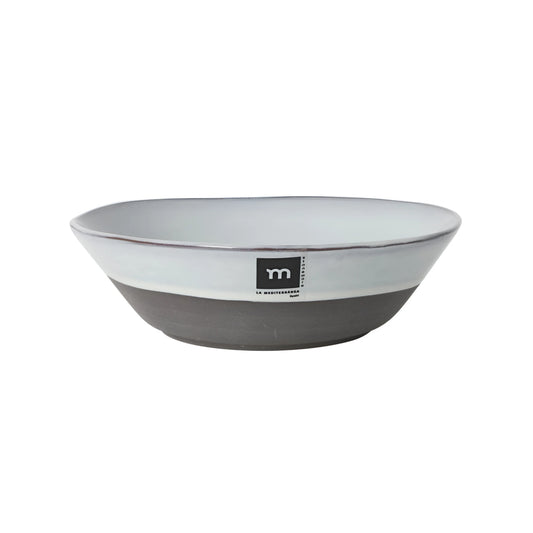 Minimalist Black Clay 21x4cm irregular stoneware pasta bowl, two-tone gray