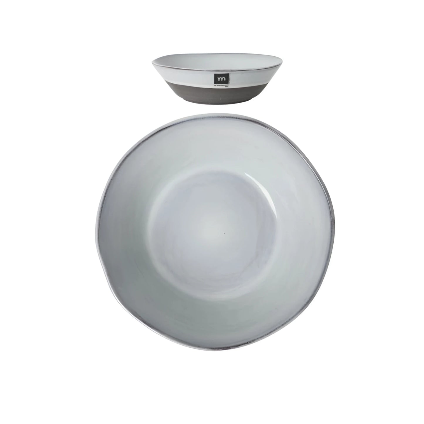 Black Clay irregular stoneware pasta bowl 21x4cm matte white interior gray rim