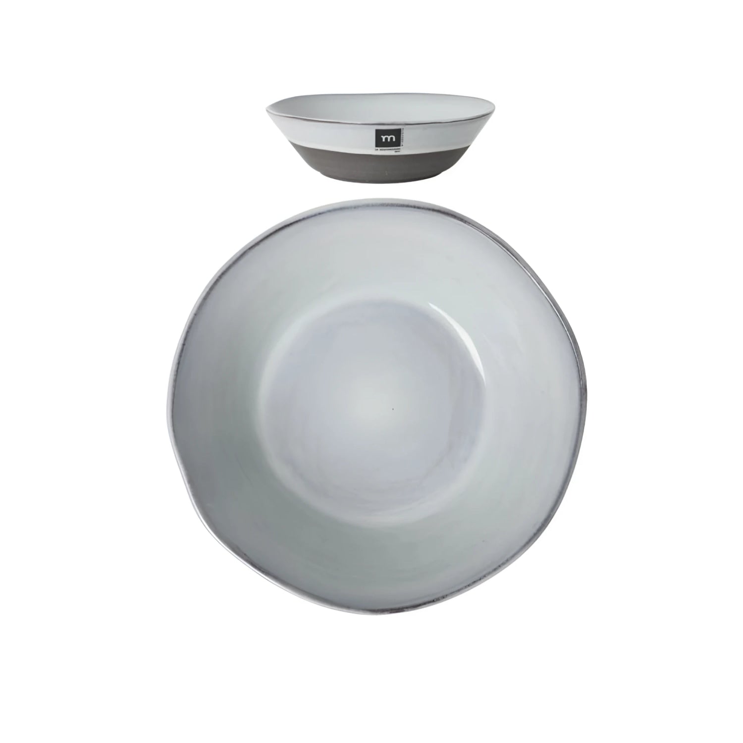 Black Clay irregular stoneware pasta bowl 21x4cm matte white interior gray rim