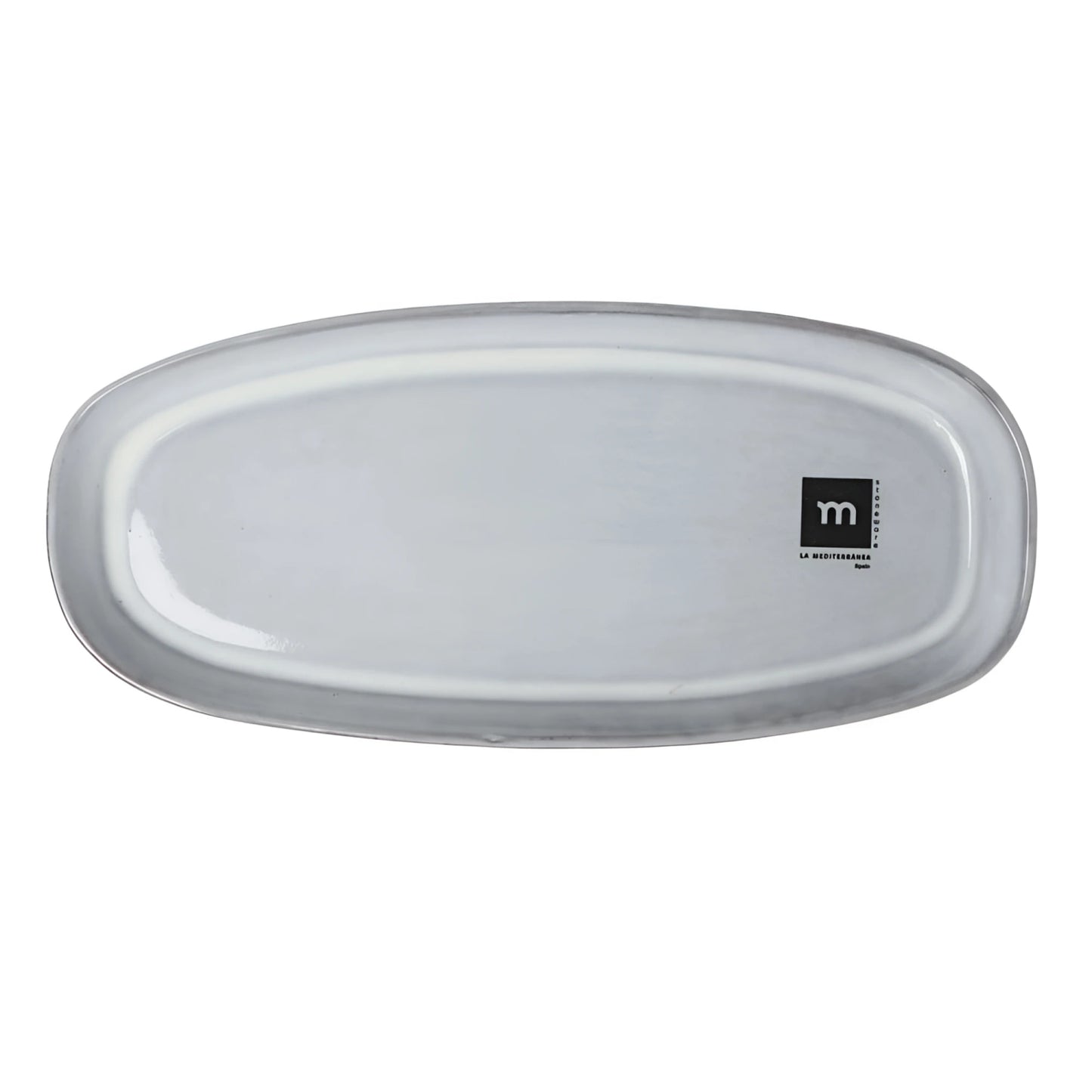 Black Clay 24.5x11.2cm oval white ceramic dessert plate, irregular shape