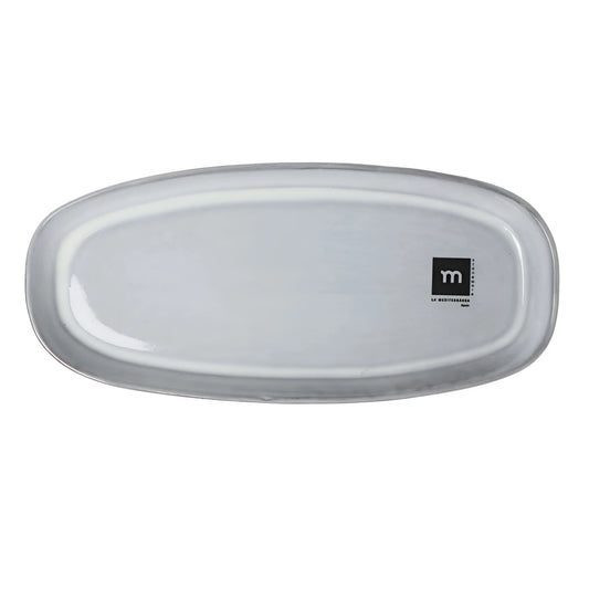 Black Clay 24.5x11.2cm oval white ceramic dessert plate, irregular shape
