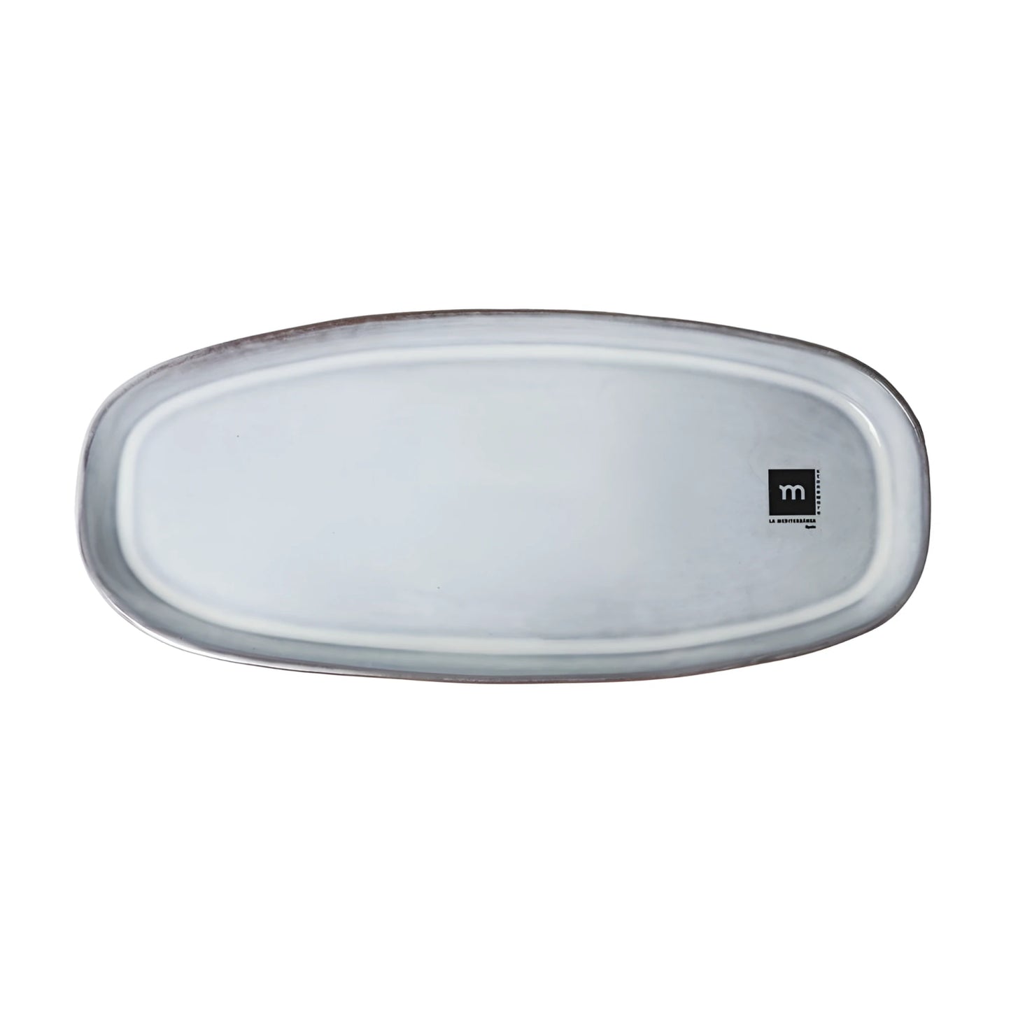 Black clay 32x14.2x2.3cm oval starters tapas dish silver tray