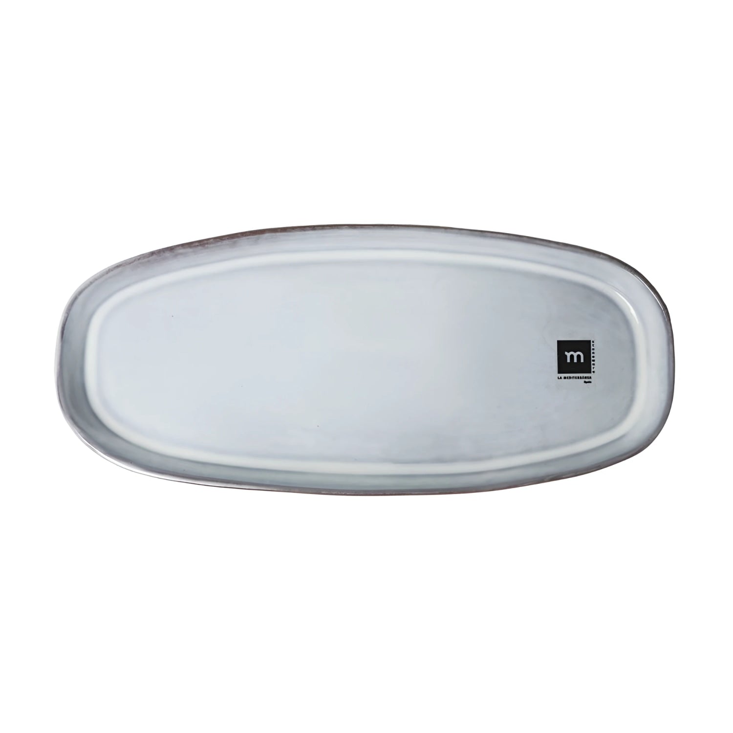 Black clay 32x14.2x2.3cm oval starters tapas dish silver tray