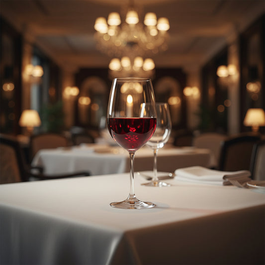 Wine glass filled with red wine on a white background