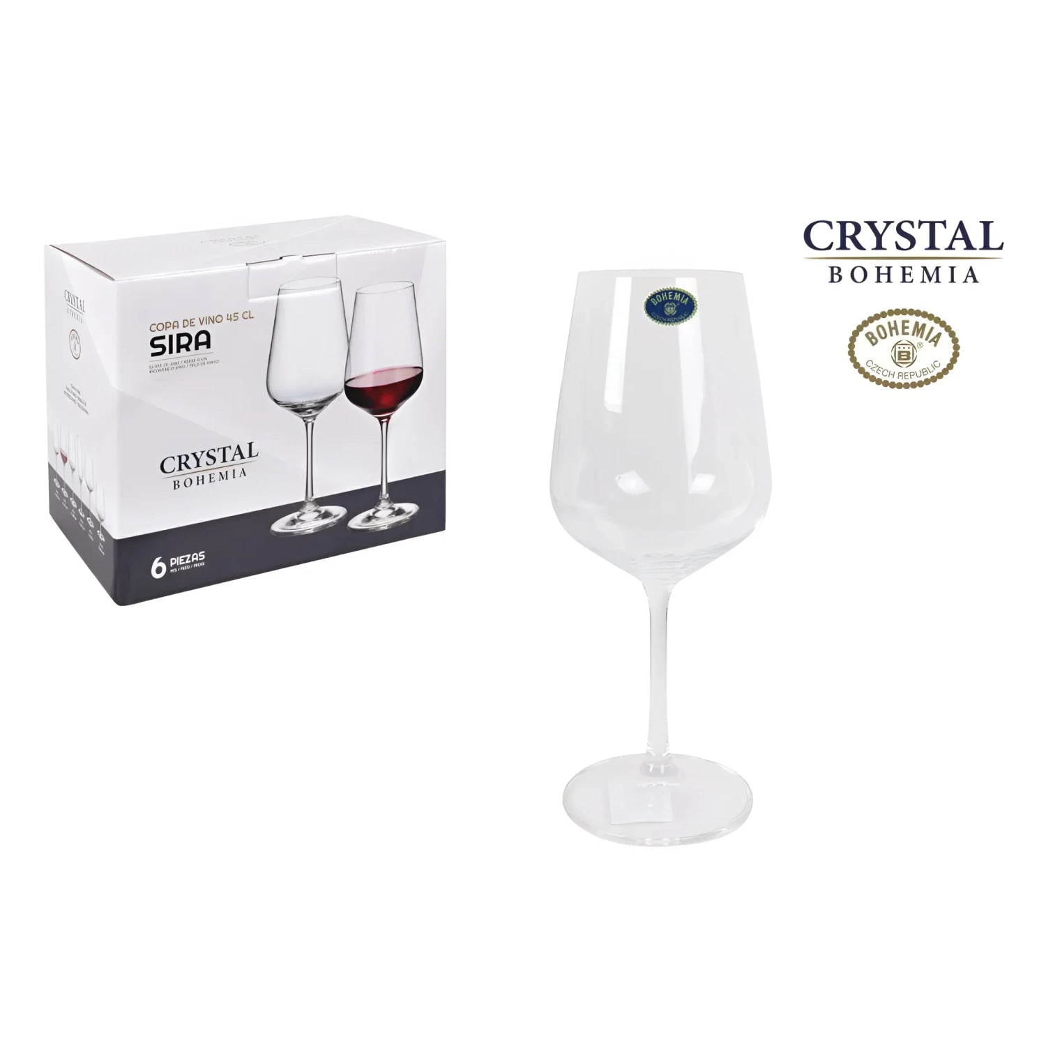 Bohemia Crystal Red white wine glasses 450ml SIRA