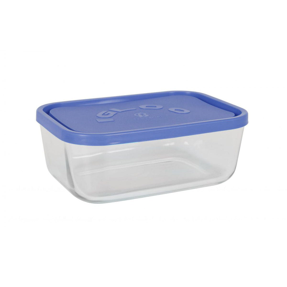 Borgonovo Igloo 2.3L rectangular glass container with blue Pyrex lid