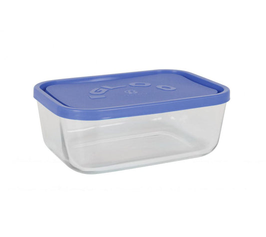 Borgonovo Igloo 2.3L rectangular glass container with blue Pyrex lid