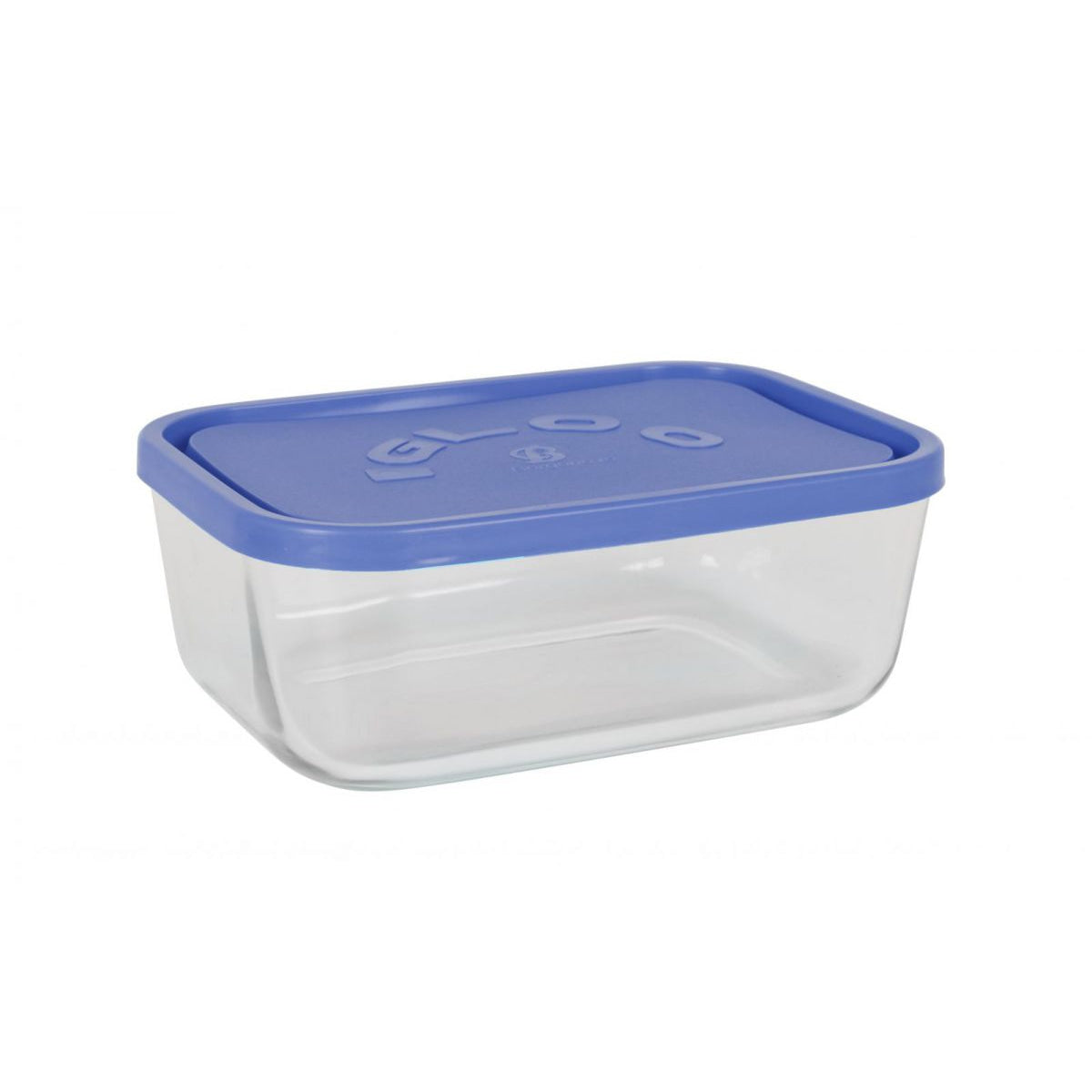 Borgonovo Igloo 2.3L rectangular glass container with blue Pyrex lid
