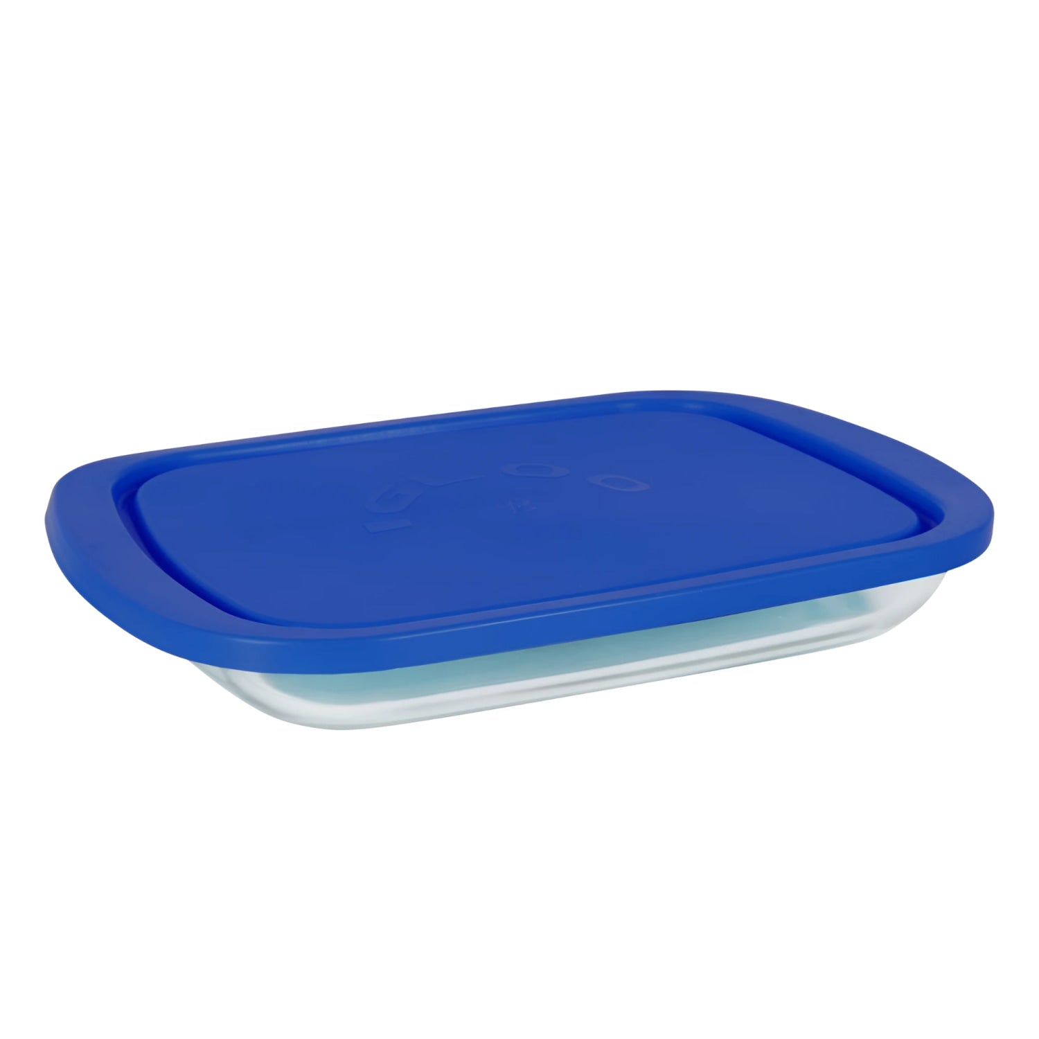 Borgonovo Igloo 800ml rectangular glass container with blue lid