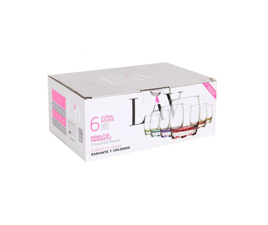 box 6- Adora coloured drinking glasses tumblers 290ml