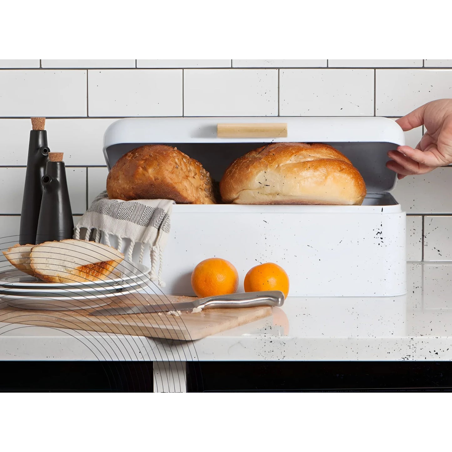 Bread Bin Metal white 42.5x23x16.5cm Retro