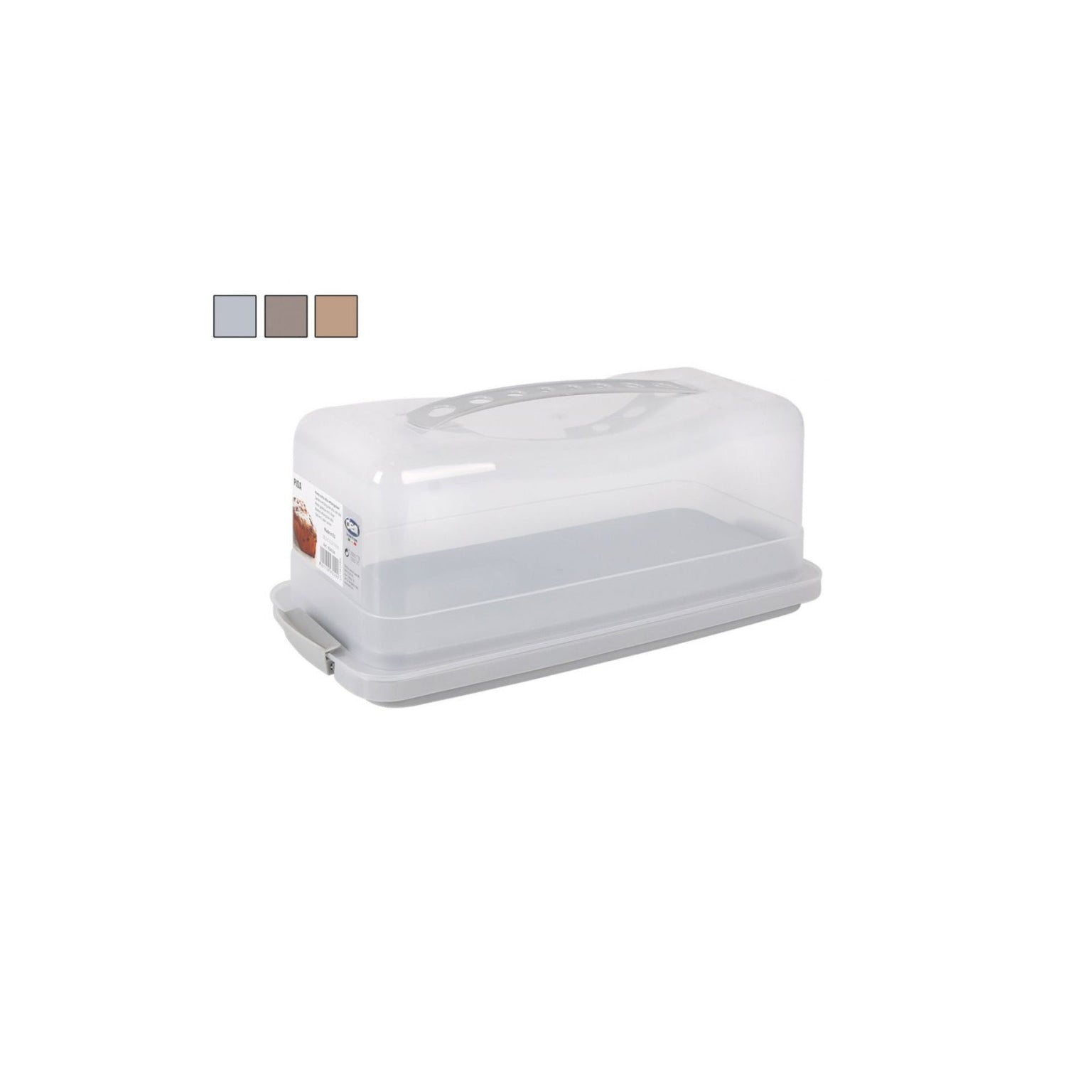 Bread storage container cake carrier plastic rectangular 35.5cm ASSORTED