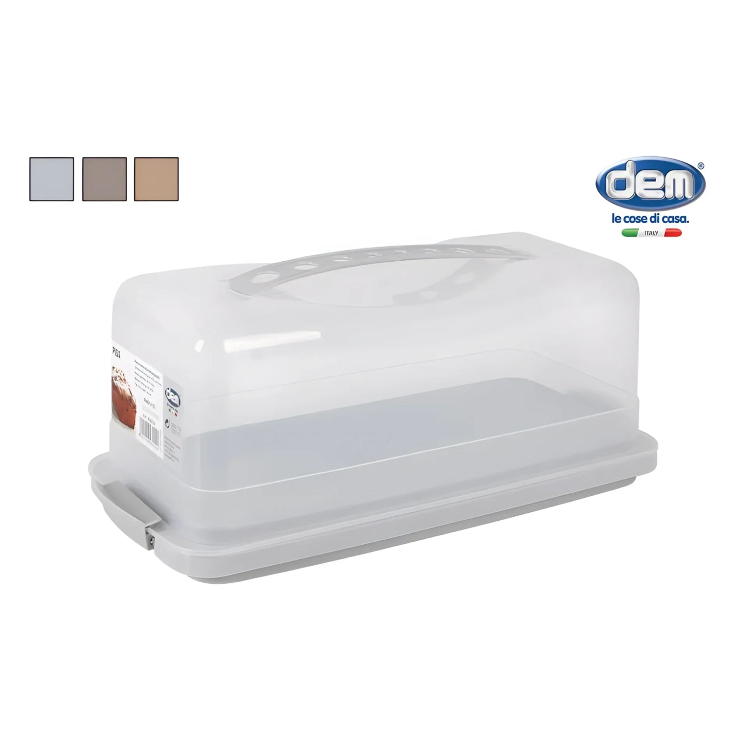 Bread storage container cake carrier plastic rectangular 35.5cm ASSORTED