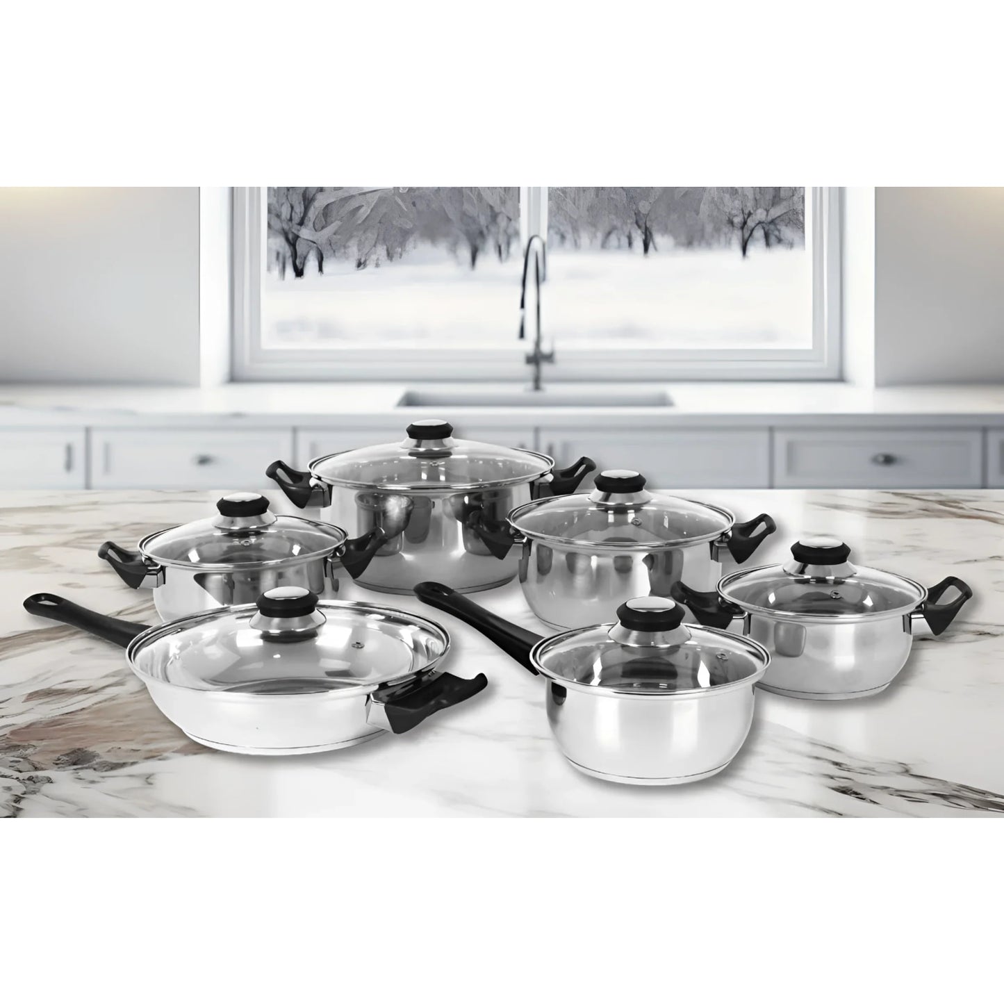 Casserole Set steel 12 pcs Cookware set Induction
