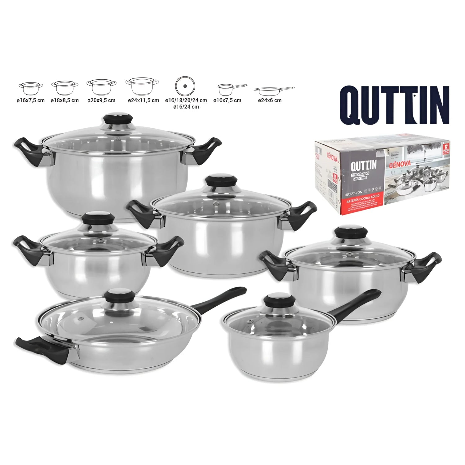 Casserole Set steel 12 pcs Cookware set Induction