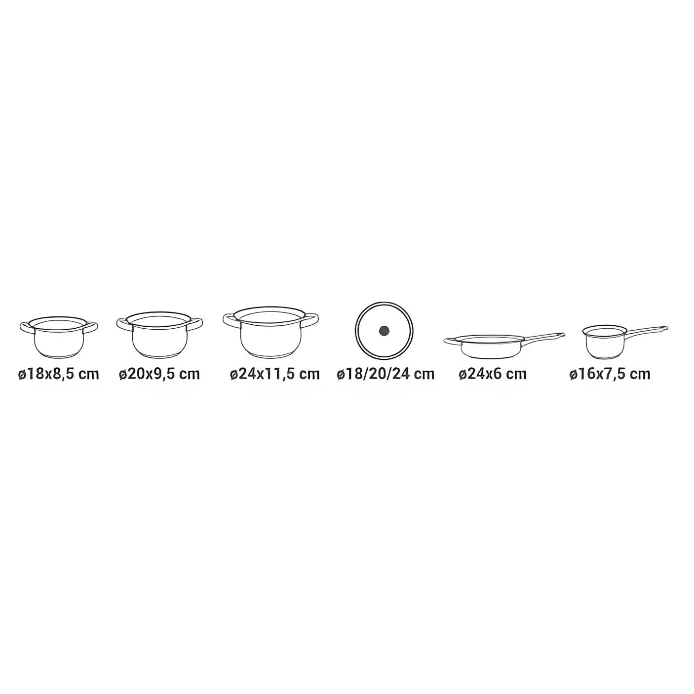 Casserole Set steel 8 pcs Cookware set Induction