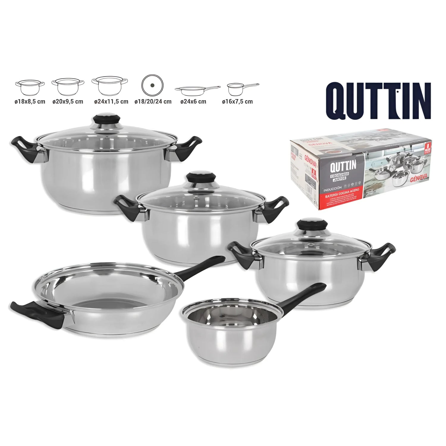 Casserole Set steel 8 pcs Cookware set Induction