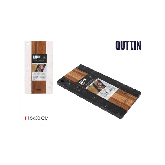 Chopping Cutting Board Kitchen REAL Marble and Acacia wood dish 15x30cm