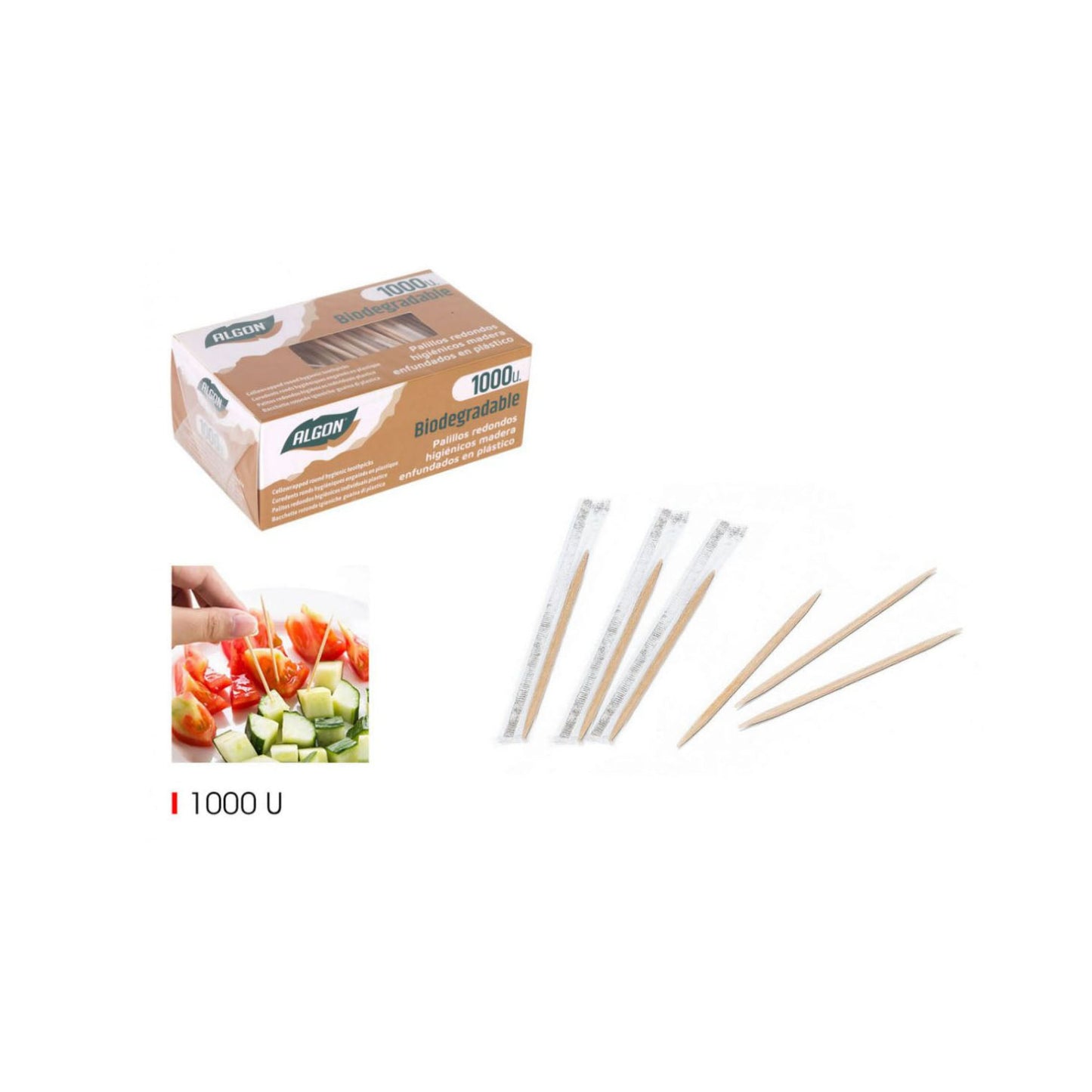 Cocktail Picks Sticks Wrapped Bamboo Wooden box of 1000 Algon
