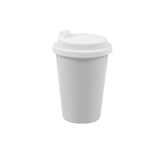 Coffee Tea cup white Porcelain American with silicone lid 400ml