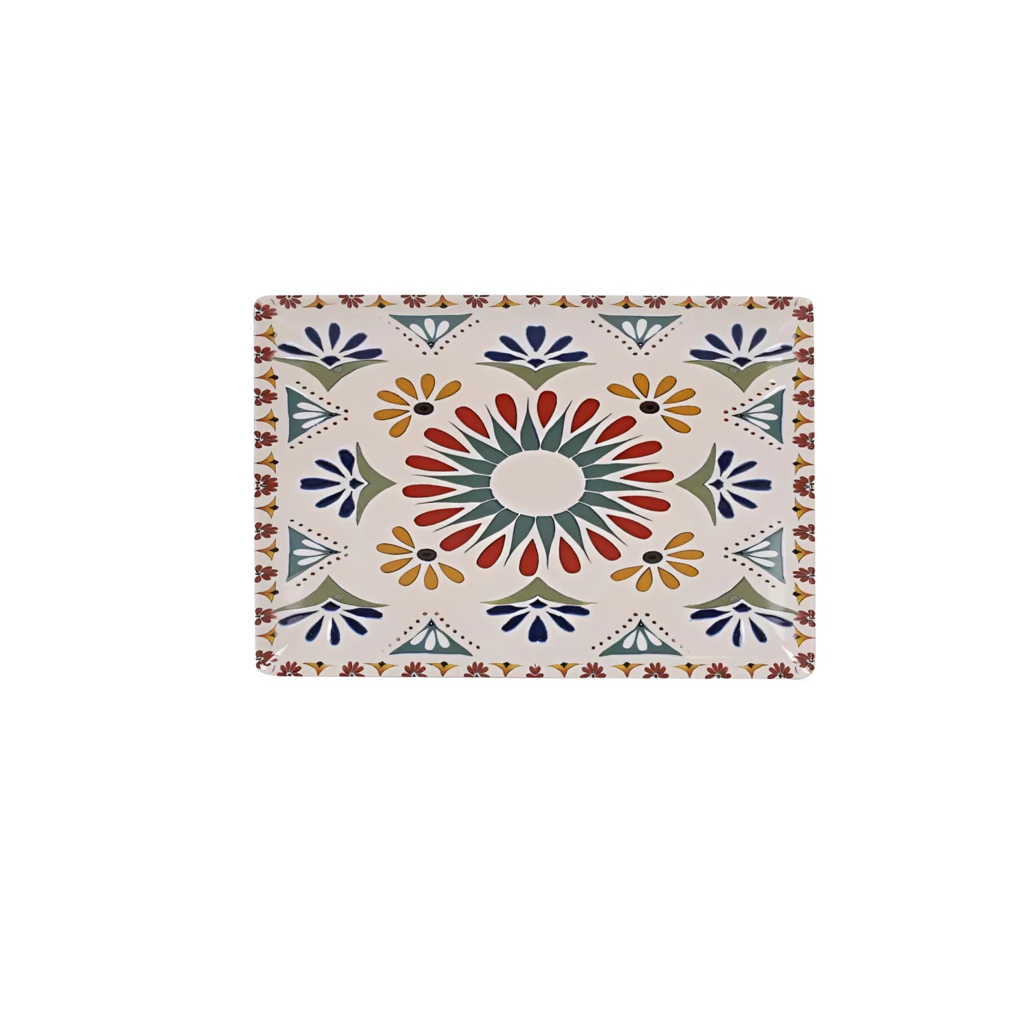 Coimbra 30x20cm rectangular Dinner plate Main course Relief Geometric Decoration Multi colour