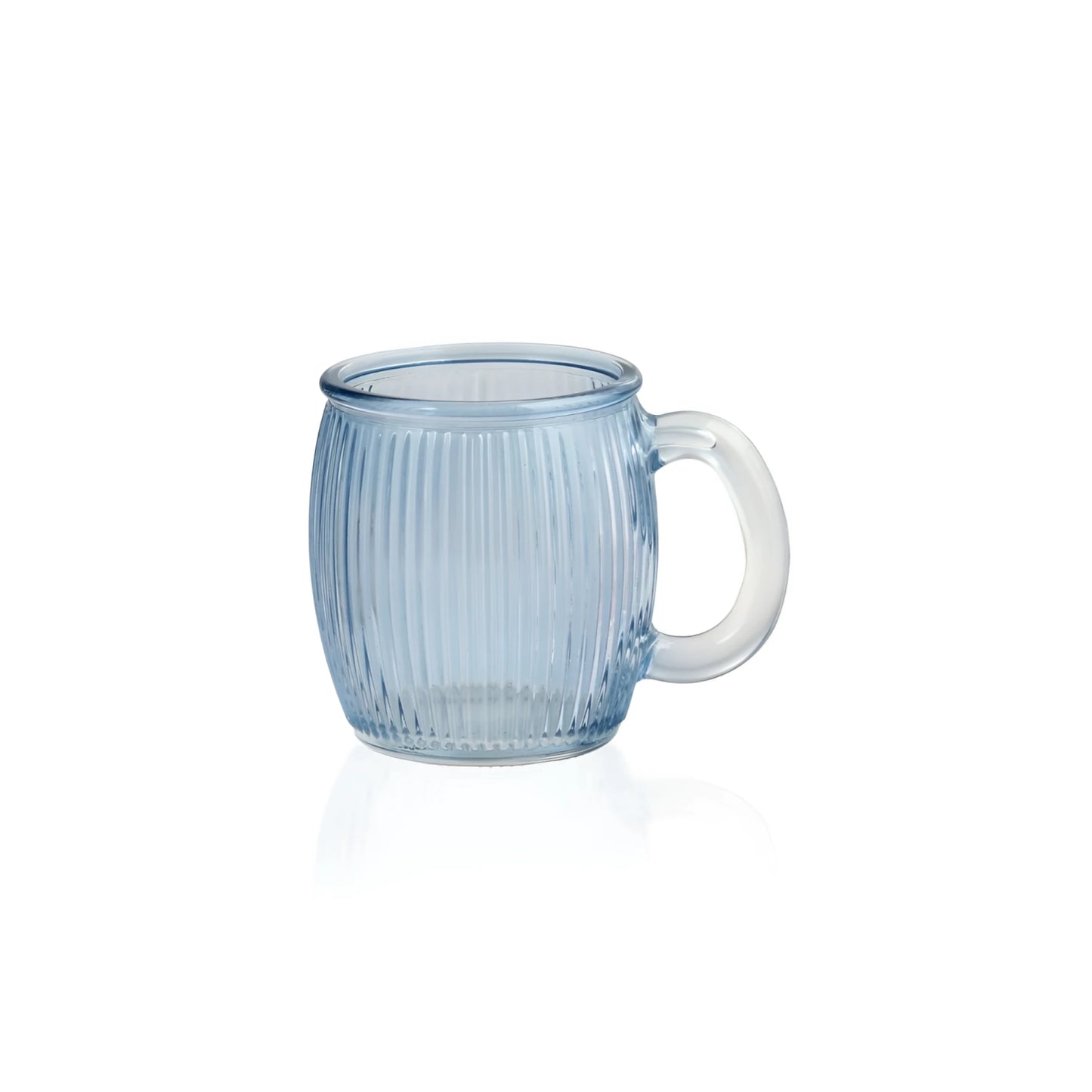 Translucent light blue ribbed 350ml cocktail mug with clear handle