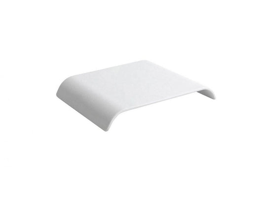 White curved plastic laptop stand on continental porcelain plate