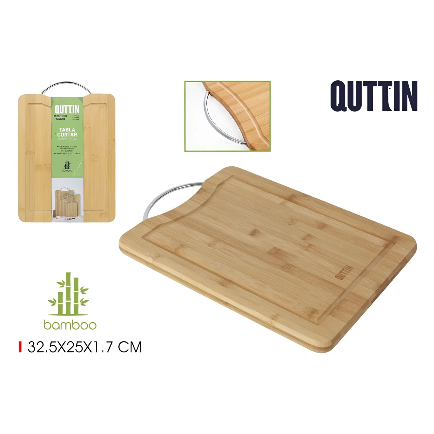 Cutting board 32.5cm bamboo chopping board handle Quttin