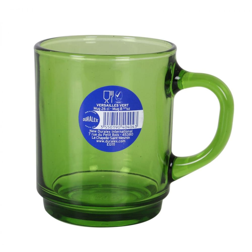 Duralex Green Stackable coffee tea mugs 260ml Versailles