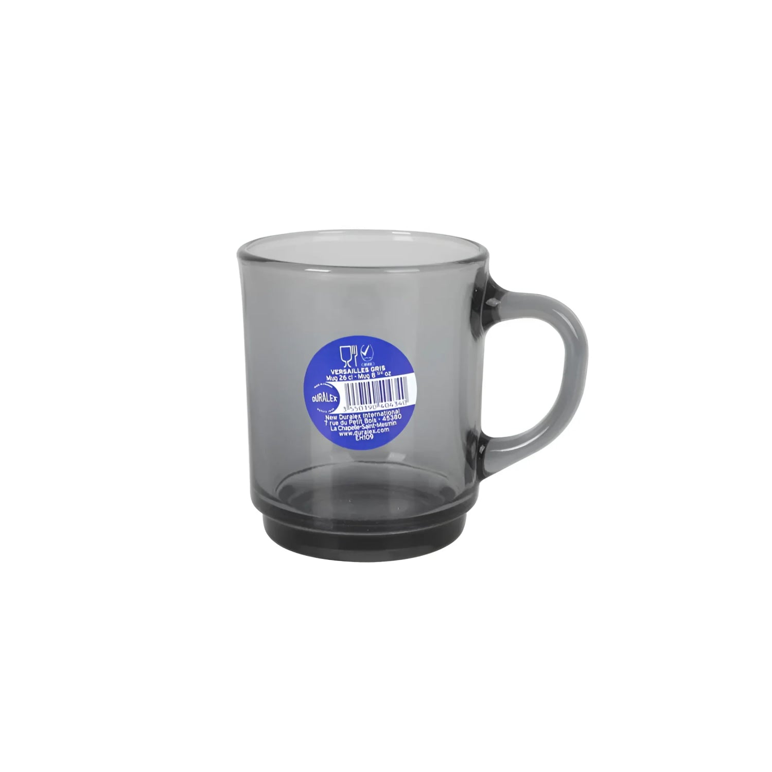 Duralex Grey smoke Stackable coffee tea mugs 260ml Versailles
