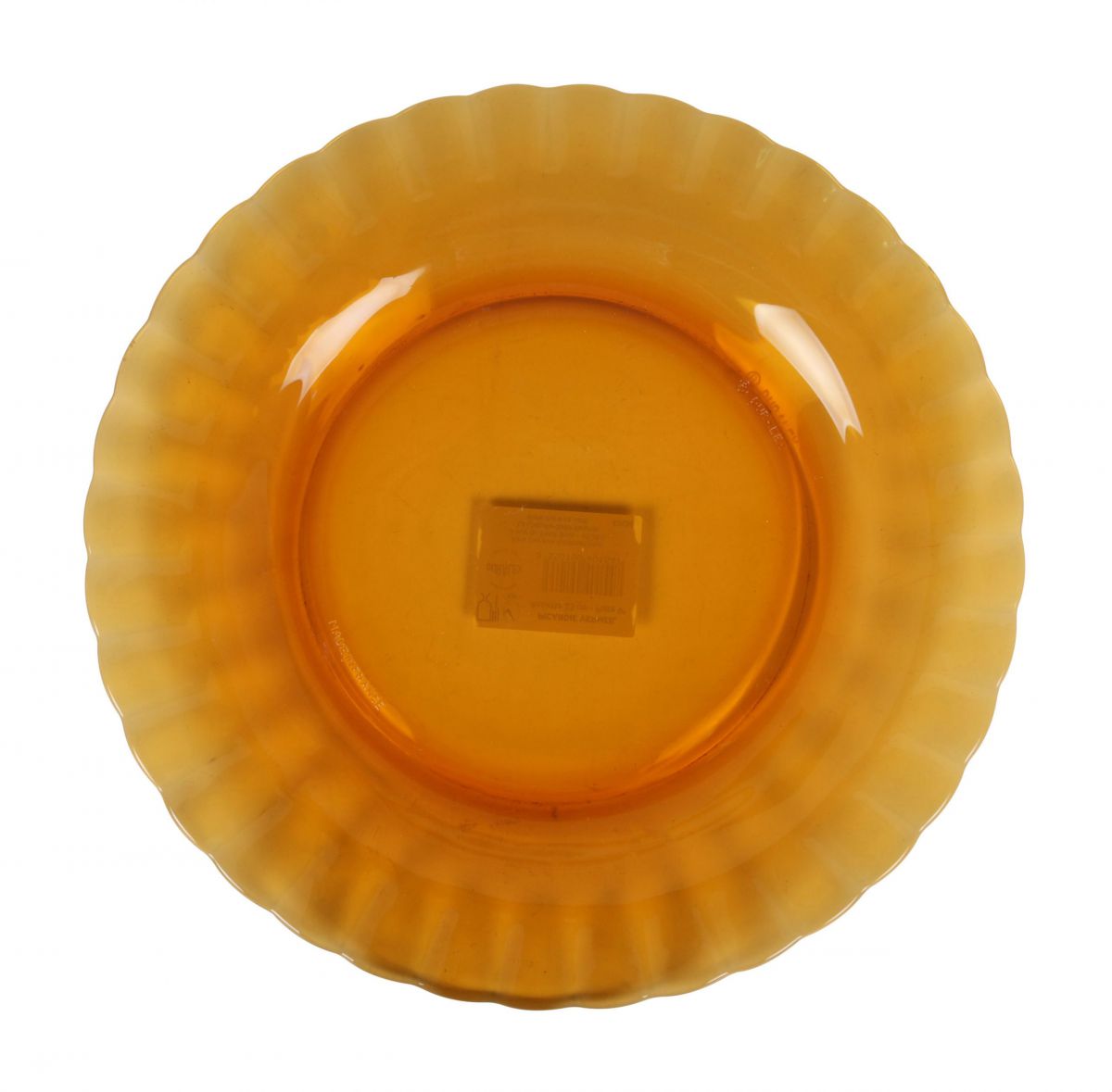 Round amber glass plate with fluted rim from Duralex Picardie Amber Dinnerware