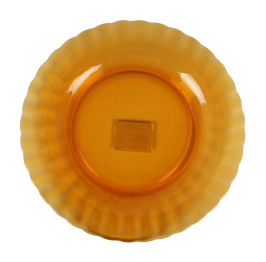 Round amber glass plate with fluted rim from Duralex Picardie Amber Dinnerware