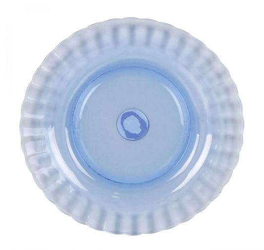 Light blue glass charger plate with ruffled rim for Duralex Picardie Marine Dinner plate
