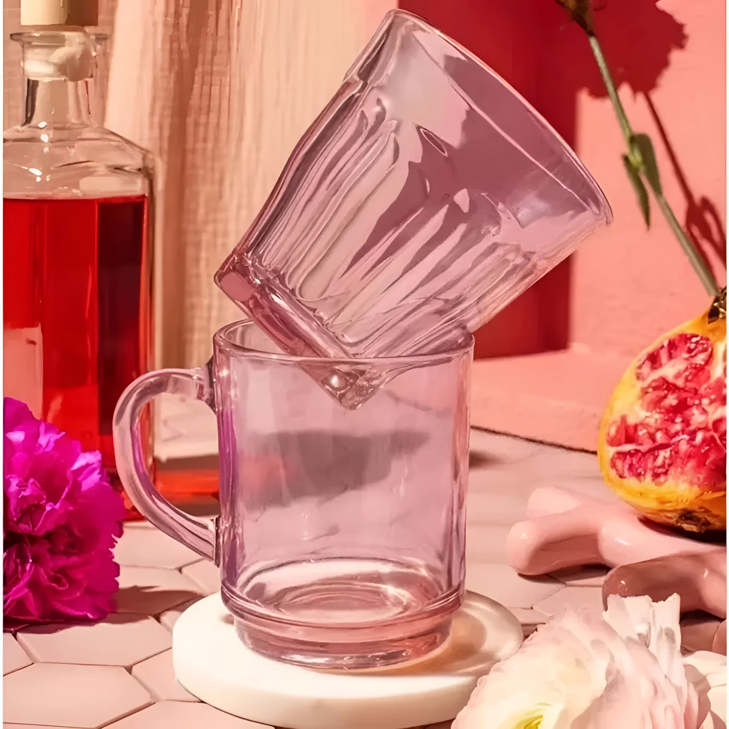 Duralex Pink Picardie drinking glasses tumblers 250ml