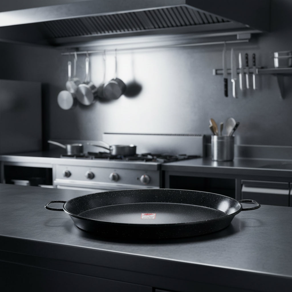 paella pan in a commercial kitchen