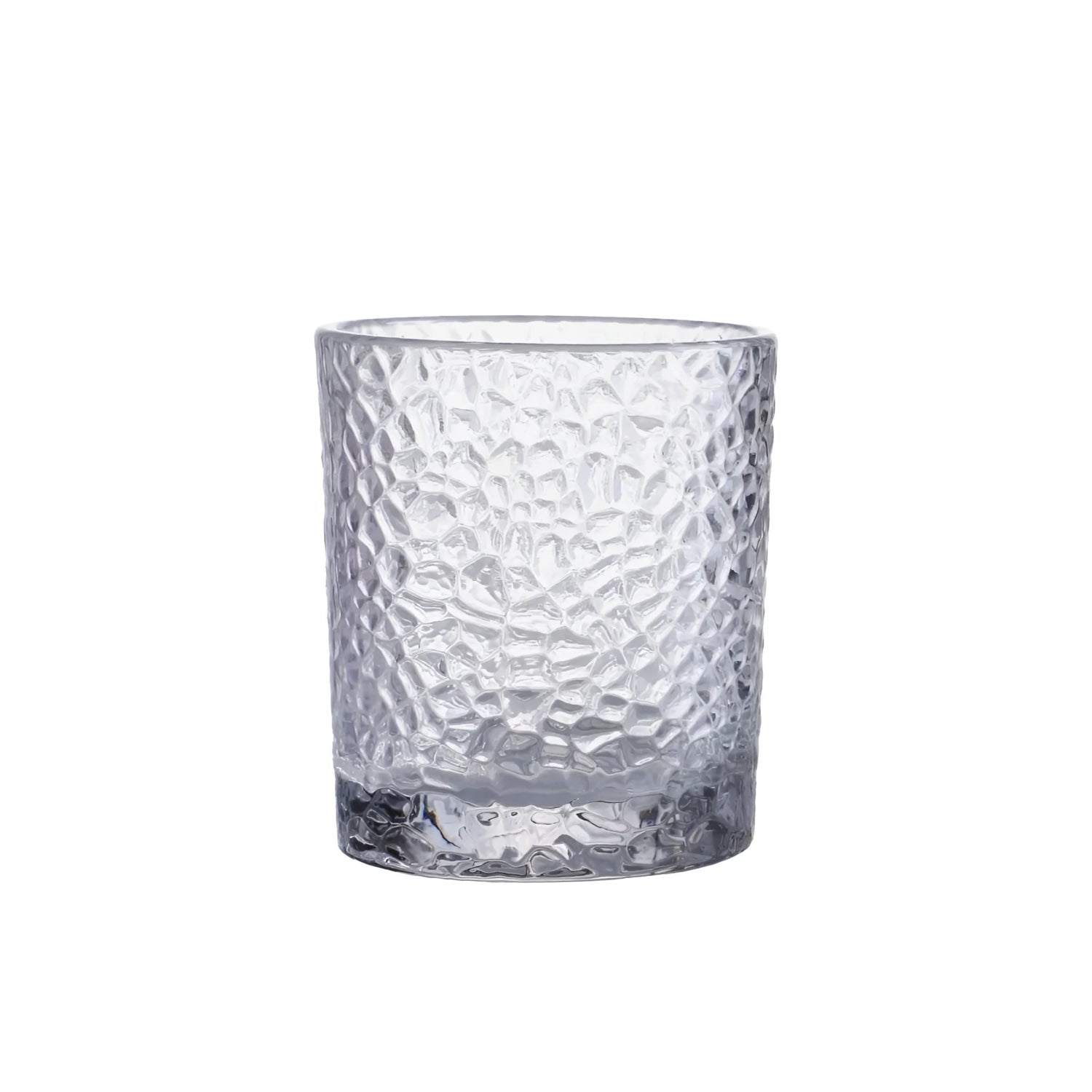Clear glass tumbler with hammered texture from Festo 350ml cocktail whisky glasses