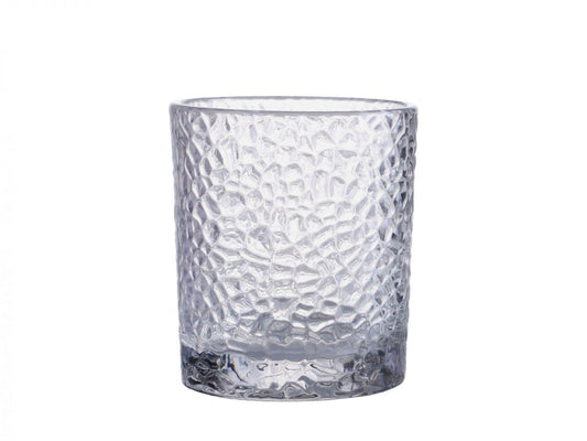 Clear glass tumbler with hammered texture from Festo 350ml cocktail whisky glasses