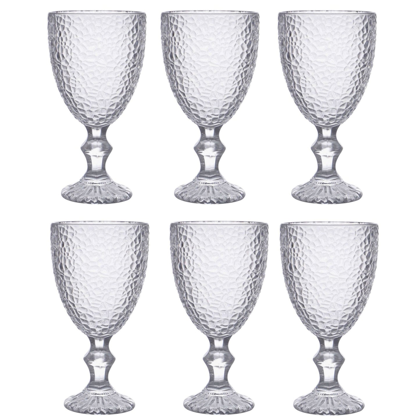 Festo clear Red wine glasses 325ml Luxury embossed glass