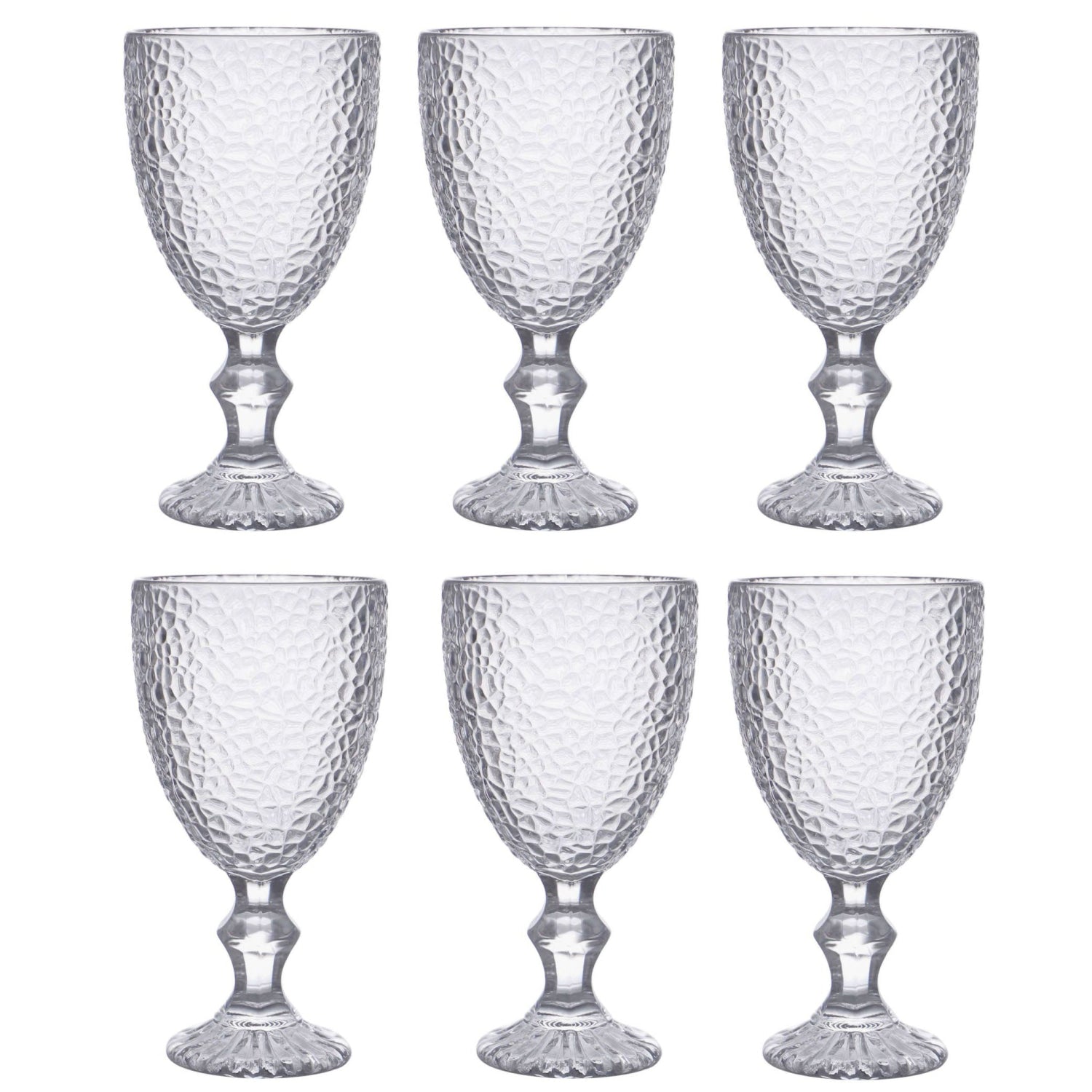Festo clear Red wine glasses 325ml Luxury embossed glass