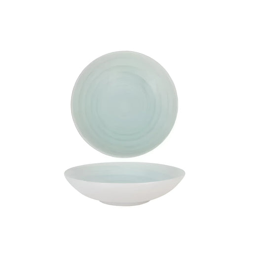 Two round Fiji Stoneware ceramic bowls for pasta soup and dinner serving