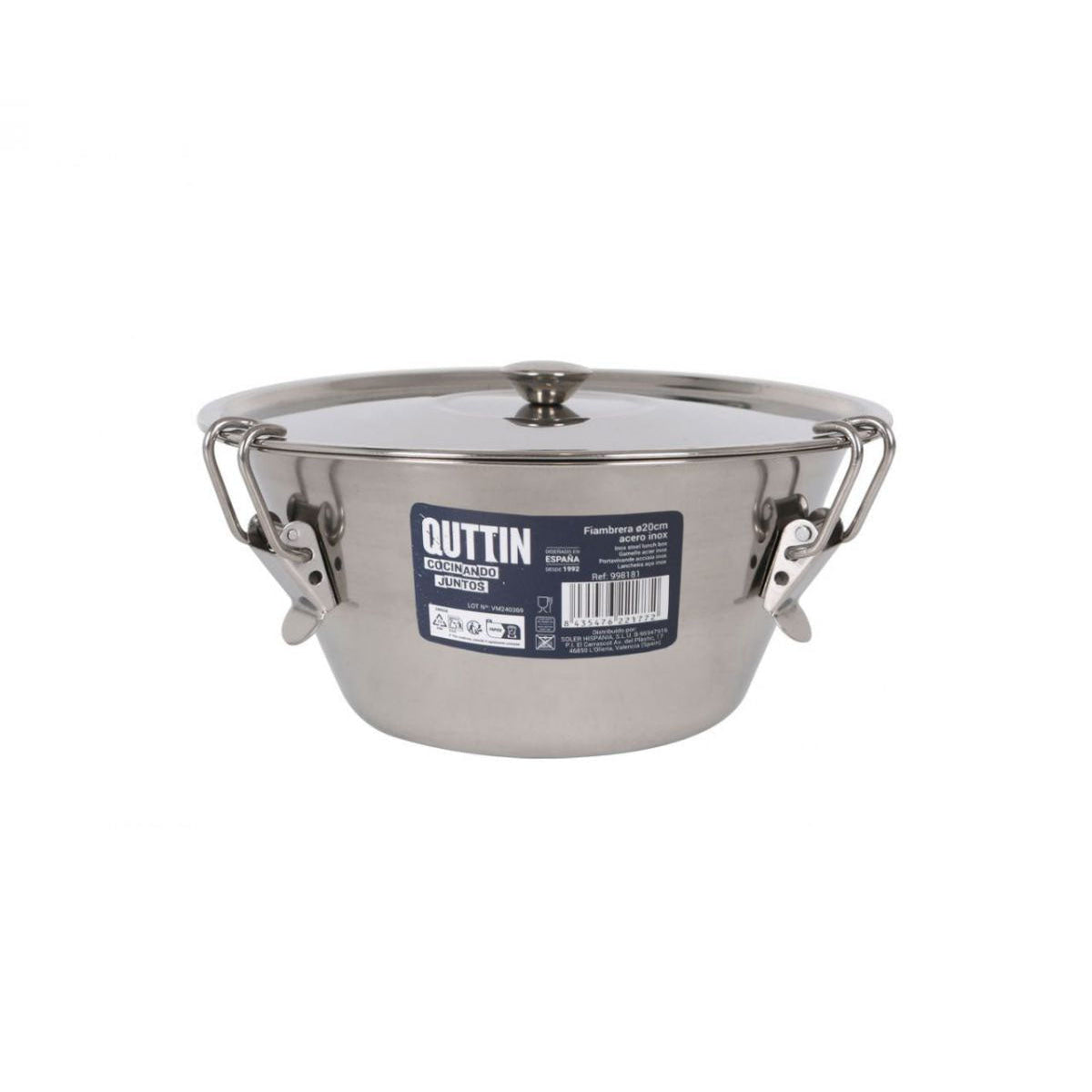Stainless steel food container with lid and latches for Flan Tin Mold 20cm Stainless Steel