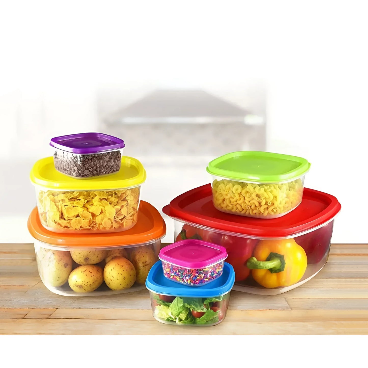 Food containers kitchen storage Set of 7 - LARGE lunch box kitchen storage 180ml to 5L
