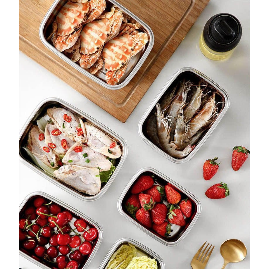 Food storage containers Microwave safe Stainless Steel Hermetic 1.8L rectangular Quttin