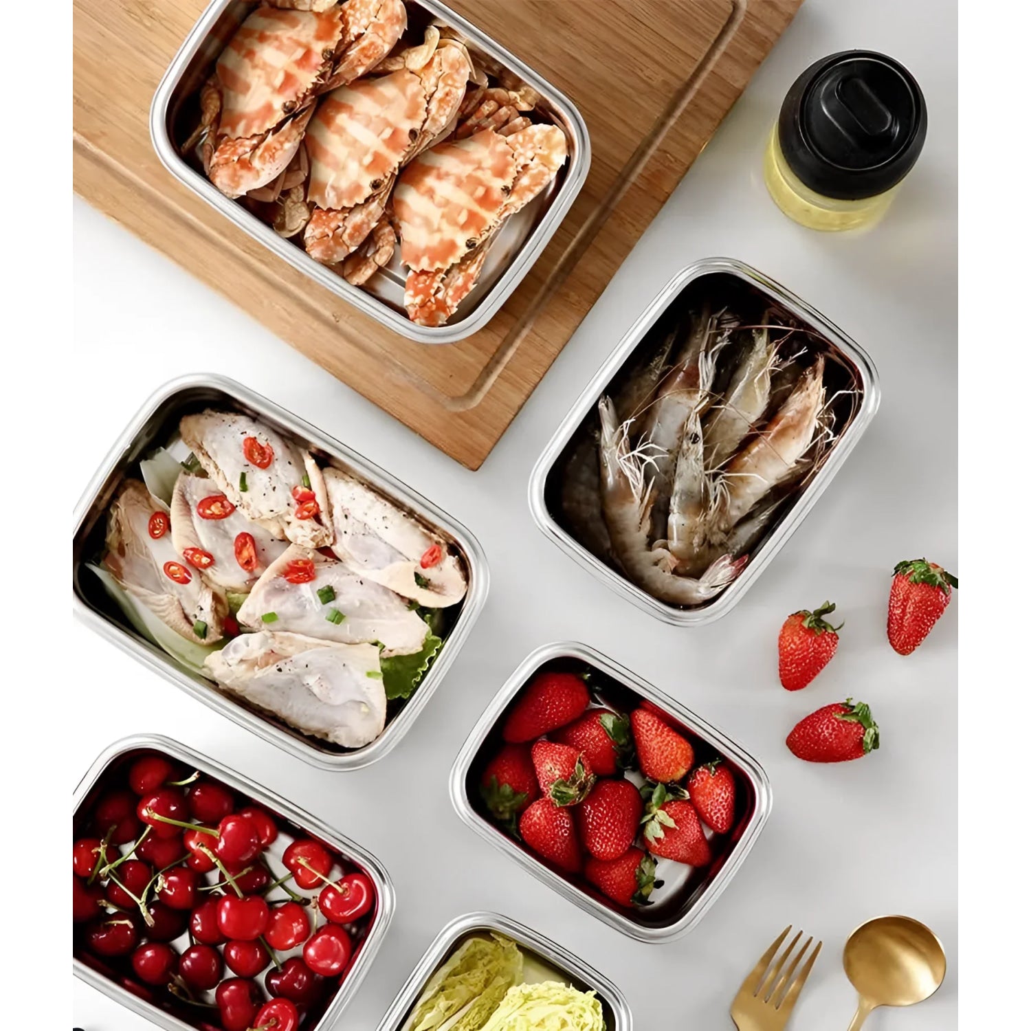 Food storage containers Microwave safe Stainless Steel Hermetic 1.8L rectangular Quttin
